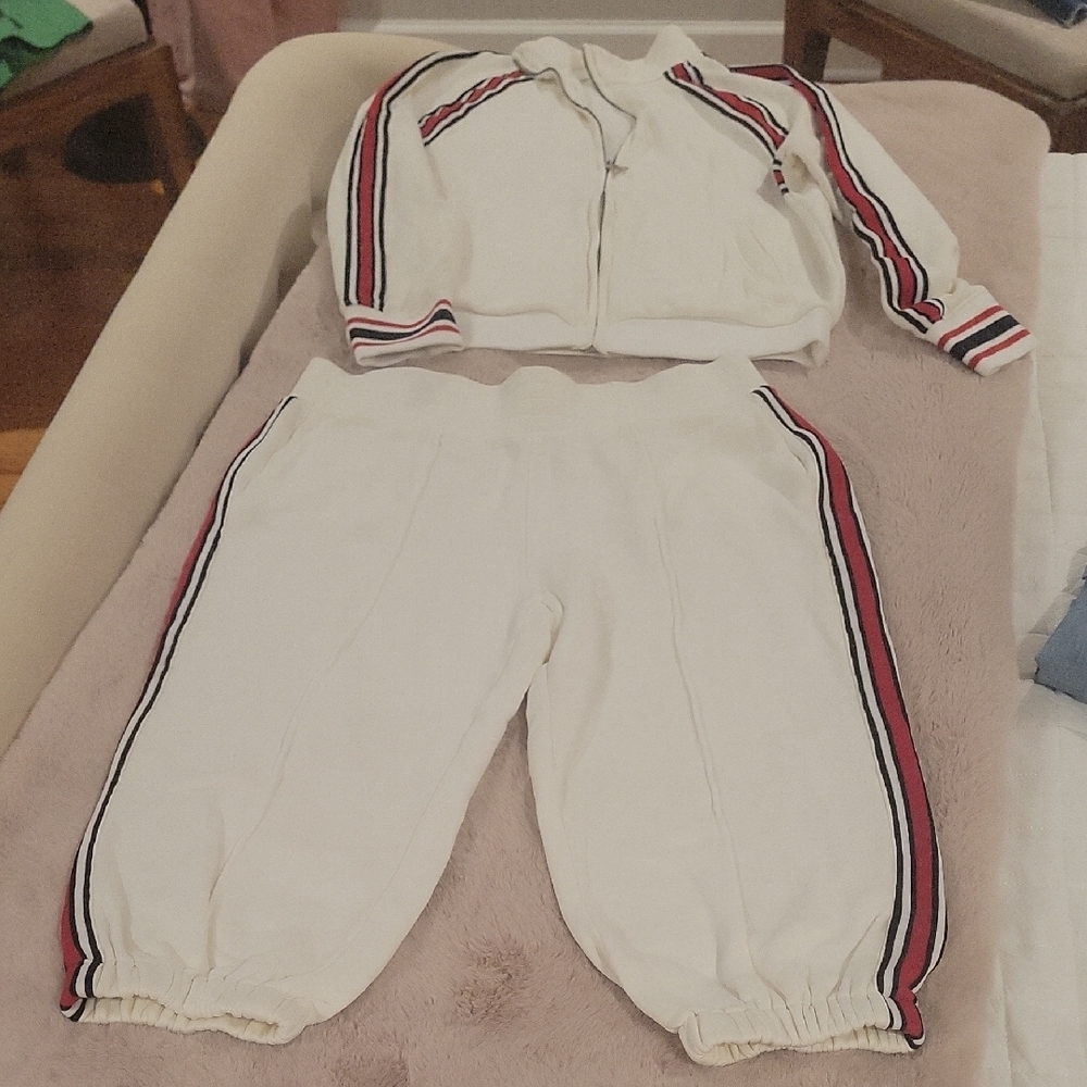 GAP Red and White Joggers And Jacket with Athletic Stripes
